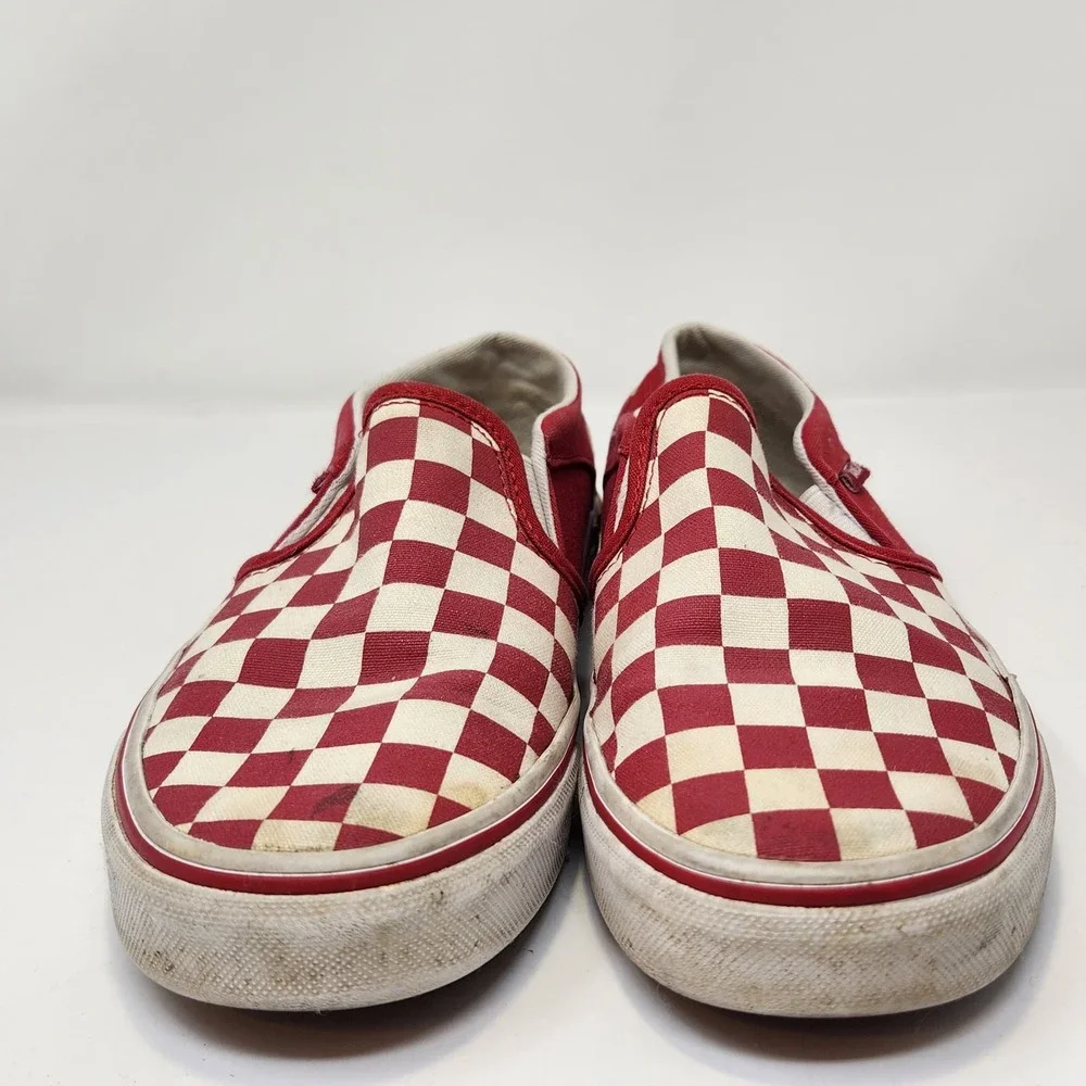Vans Red and White Checkered Athletic Shoes - Picture 3 of 10